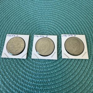 USA Independence Bicentennial Dollar Group of Three Eisenhower Silver Dollars